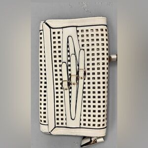 Chic White and Black Perforated Clutch